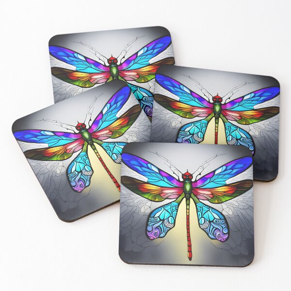 Item preview, Dragonfly Stained Glass Cartoon designed and sold by druidwolfart.