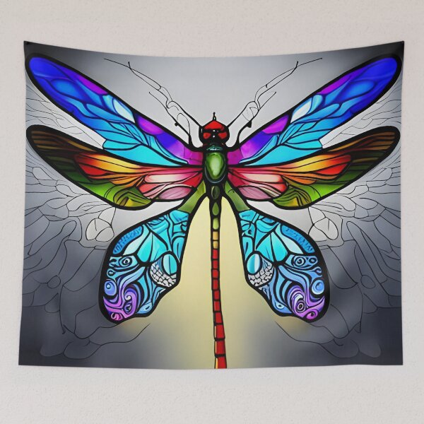 Item preview, Dragonfly Stained Glass Cartoon designed and sold by druidwolfart.