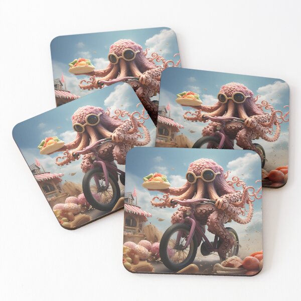 Item preview, an octopus cycling with ice cream designed and sold by BeefStroganof.