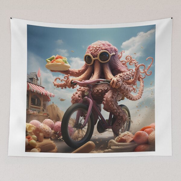 Item preview, an octopus cycling with ice cream designed and sold by BeefStroganof.