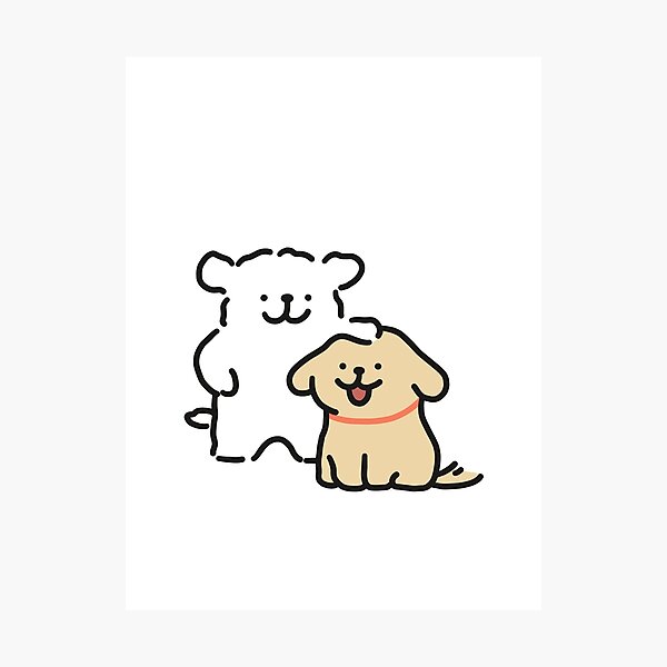 Item preview, Cute Line Puppies Maltese & Golden Retriever  designed and sold by sleepycharis.