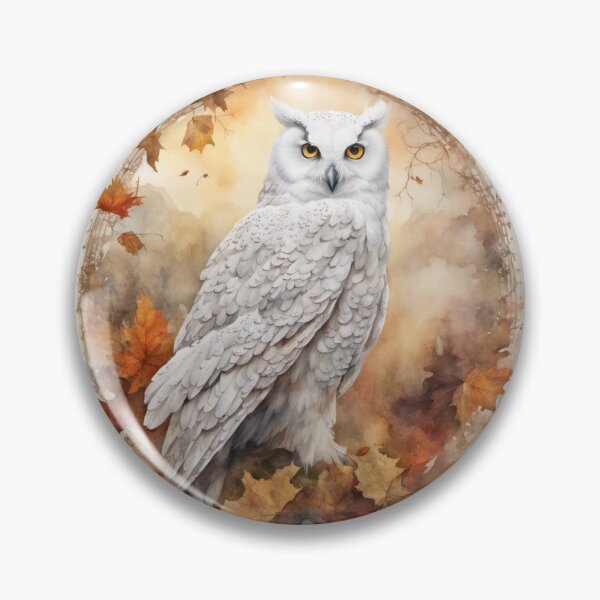 Item preview, White Owl Encircled by Autumn Leaves designed and sold by WinterTempest.