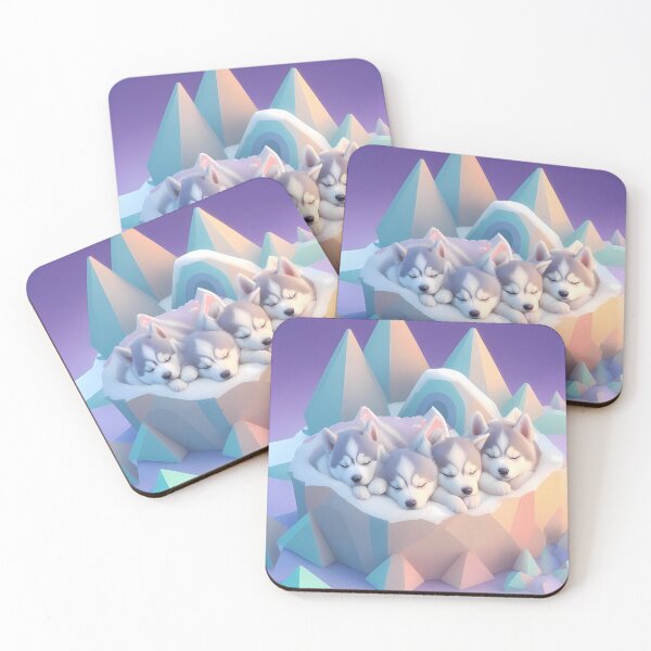 Item preview, comical scene of Siberian Husky puppies piled on top designed and sold by purrfect pattern.