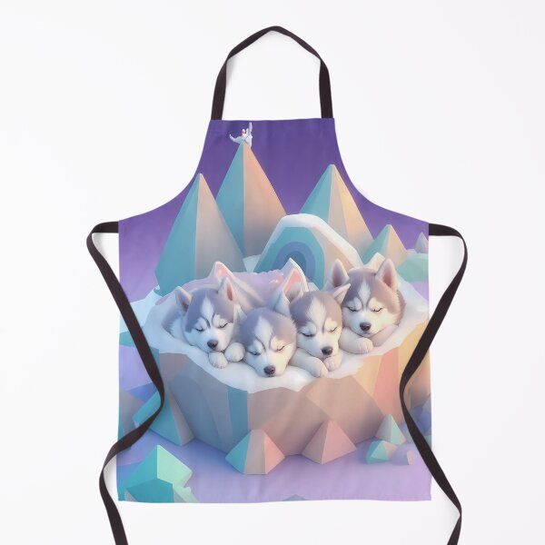 Item preview, comical scene of Siberian Husky puppies piled on top designed and sold by purrfect pattern.