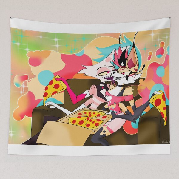 Item preview, Angel Dust x Beelzebub making out while eating pizza together designed and sold by Michele Dimattia.