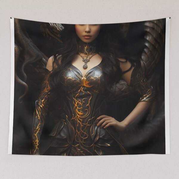 Item preview, Enchantress of the Scorpion: A Full-Body Portrait of a Beautiful Woman Merged with Mystical Arthropod designed and sold by oanaunciuleanu.
