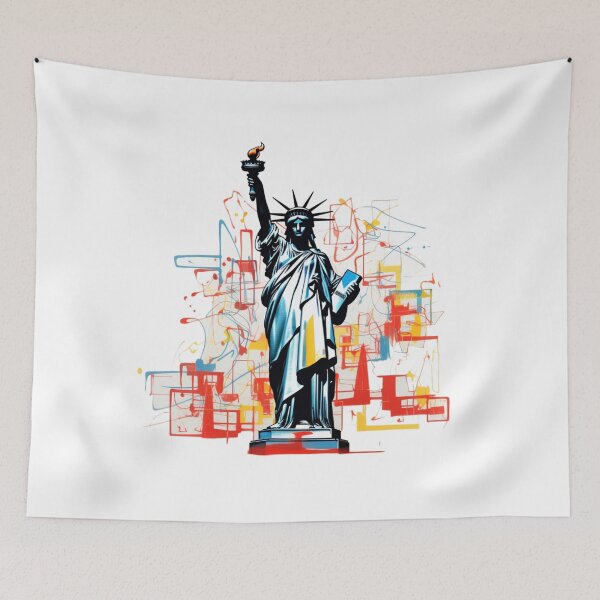 Item preview, Ultra Minimalist Line Art Tee - Statue of Liberty Graffiti Style designed and sold by Moisky Patterns.