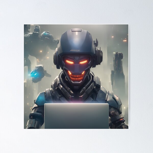 Item preview, Futuristic robotic hacker designed and sold by Maths-4-Nerds.