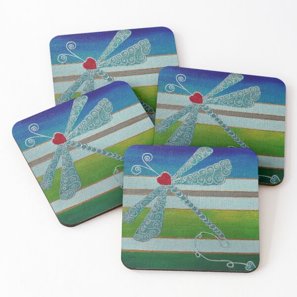 Item preview, Dragonfly Love Acrylic on Canvas designed and sold by TeaAndReverie.