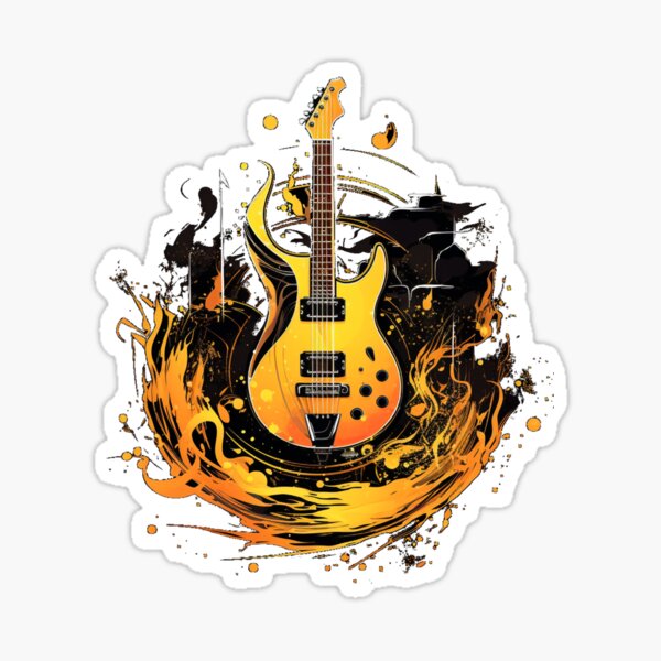 Wall sticker ROCK N ROLL  Wild Guitars with Rebellious Energy