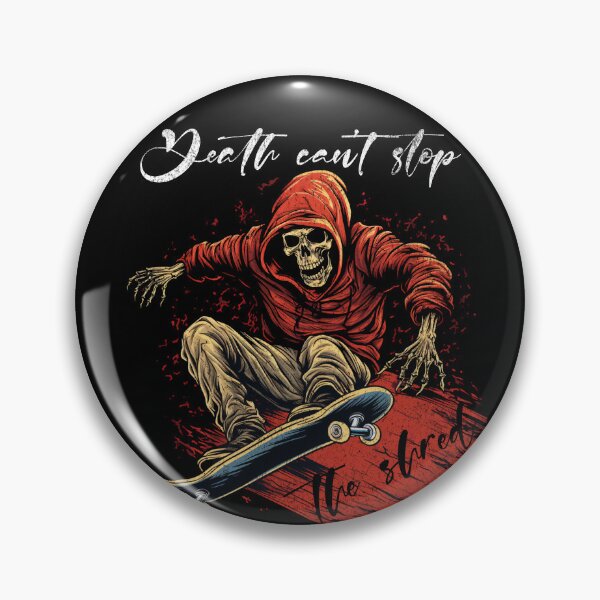 Item preview, Death can't stop the shred, skateboarding skeleton designed and sold by candlewithhare.