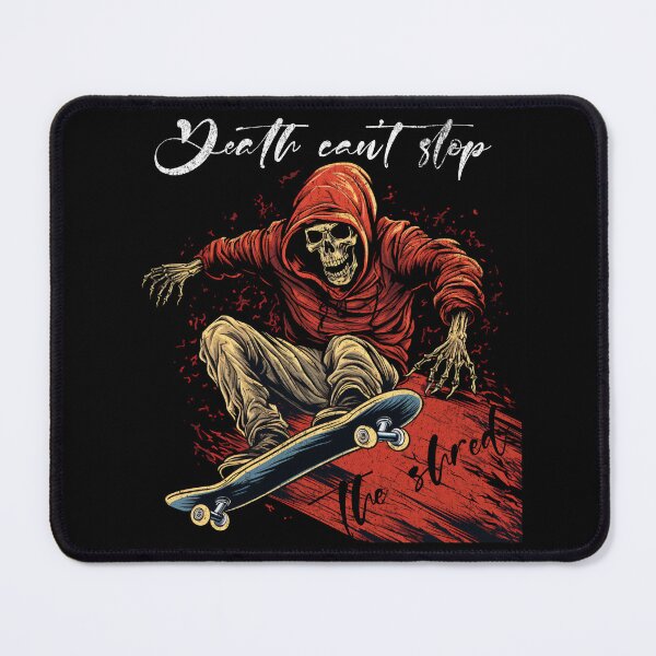 Item preview, Death can't stop the shred, skateboarding skeleton designed and sold by candlewithhare.