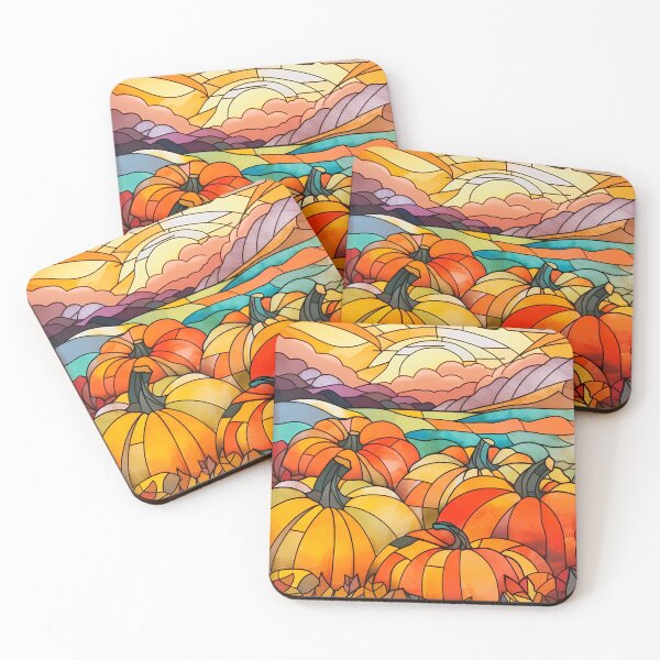 Item preview, Pumpkin field Stained-glass Autumn Rustic  designed and sold by octoboobs.