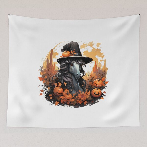 Item preview, HALLOWEEN CUTE WITCH HORSE AND PUMPKINS designed and sold by Hiszpanka.