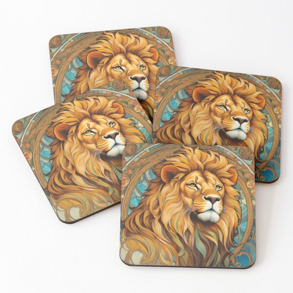 Item preview, Proud Lion Portrait Art Nouveau Style designed and sold by RandomJunction.