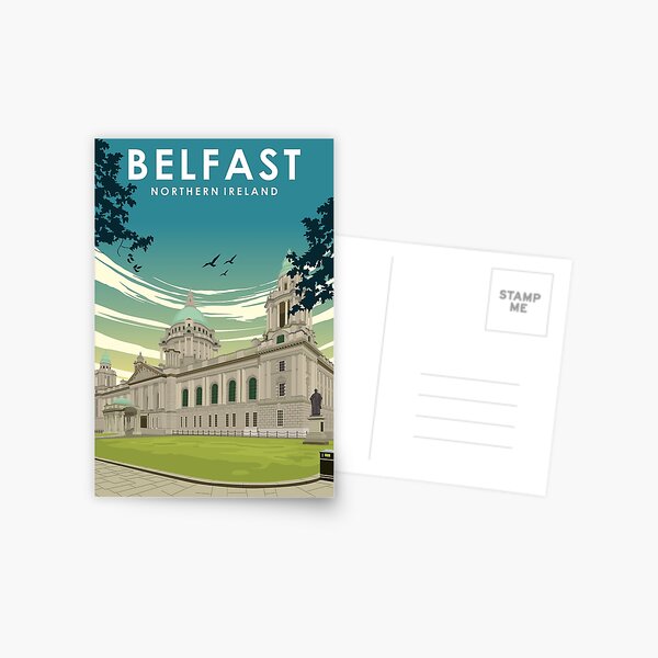 Vista previa del artículo con la obra «Póster de viaje minimalista retro de Belfast, Irlanda del Norte», diseñado y vendido por Stadify.