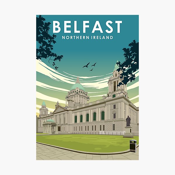 Item preview, Belfast, Northern Ireland Retro Minimal Travel Poster designed and sold by Stadify.