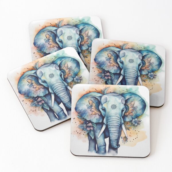 Item preview, Boho Watercolor Elephant with flowers designed and sold by VeronicArt85.