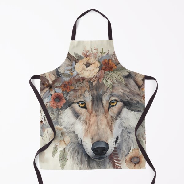 Item preview, Boho Watercolor Wolf Face with flowers designed and sold by VeronicArt85.