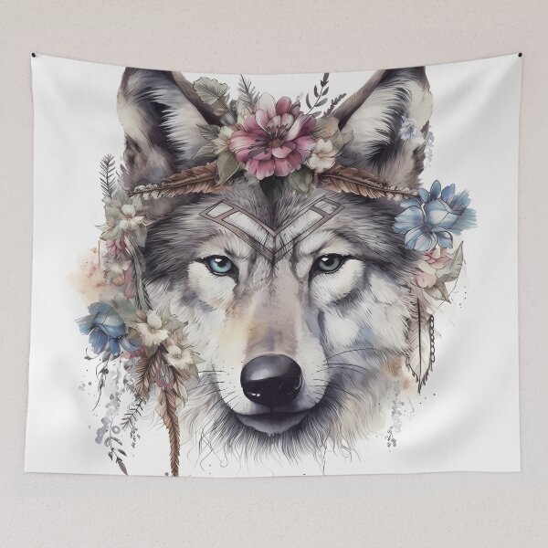 Item preview, Boho Watercolor Gray Wolf designed and sold by VeronicArt85.