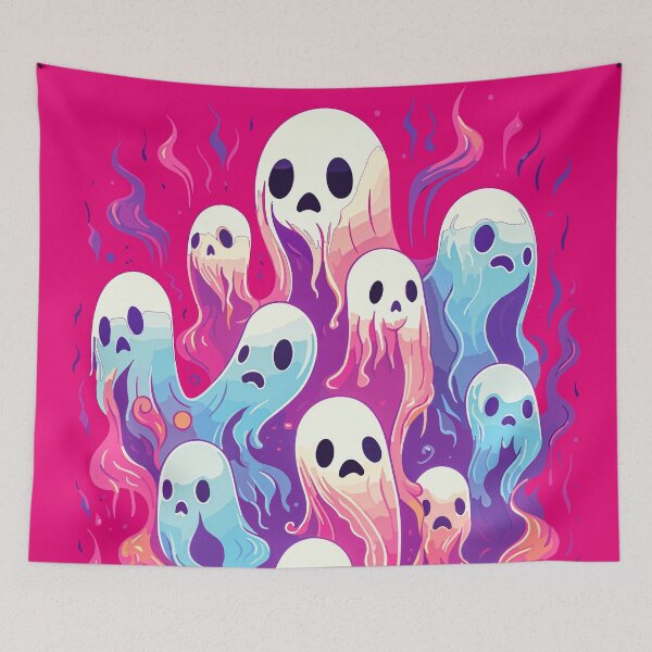 Item preview, Fun Hot Pink and light blue Ghosts designed and sold by TriarArt.