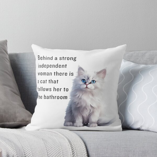 Item preview, Behind a strong independent woman there is a cat that follows her to the bathroom designed and sold by TitaniaAlley.
