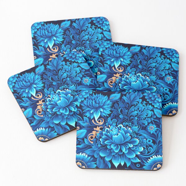 Item preview, Floral blue pattern designed and sold by siwabudda.