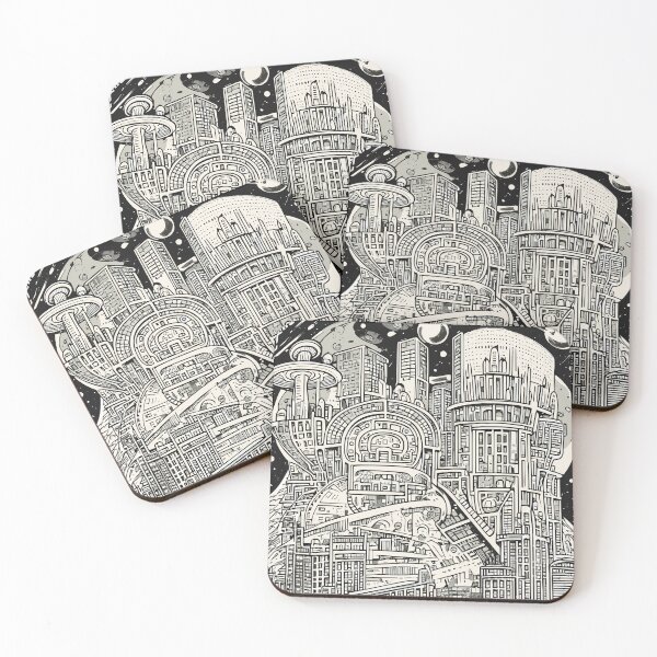 Item preview, Visionary Urban Landscape: Future City Drawing designed and sold by blackink-design.