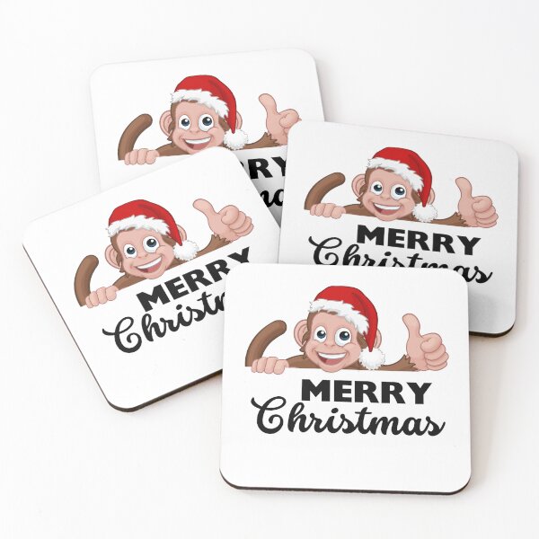 Item preview, Monkey Lovers Gifts - Merry Christmas Funny Monkey Cartoon Character in Santa Hat designed and sold by Black Queens.