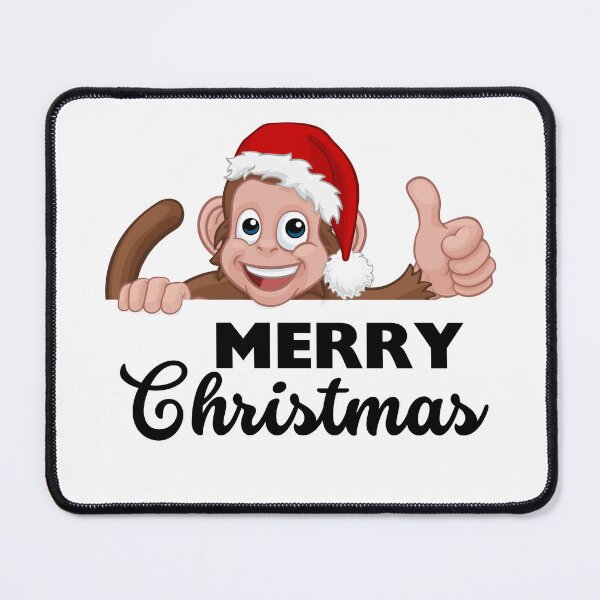 Item preview, Monkey Lovers Gifts - Merry Christmas Funny Monkey Cartoon Character in Santa Hat designed and sold by Black Queens.