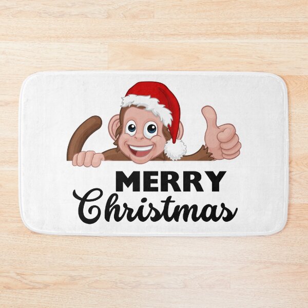 Item preview, Monkey Lovers Gifts - Merry Christmas Funny Monkey Cartoon Character in Santa Hat designed and sold by Black Queens.