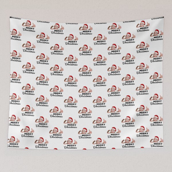 Item preview, Monkey Lovers Gifts - Merry Christmas Funny Monkey Cartoon Character in Santa Hat designed and sold by Black Queens.