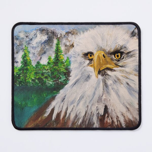 Item preview, Focused eagle in front of mountains designed and sold by JackieMeierArt.