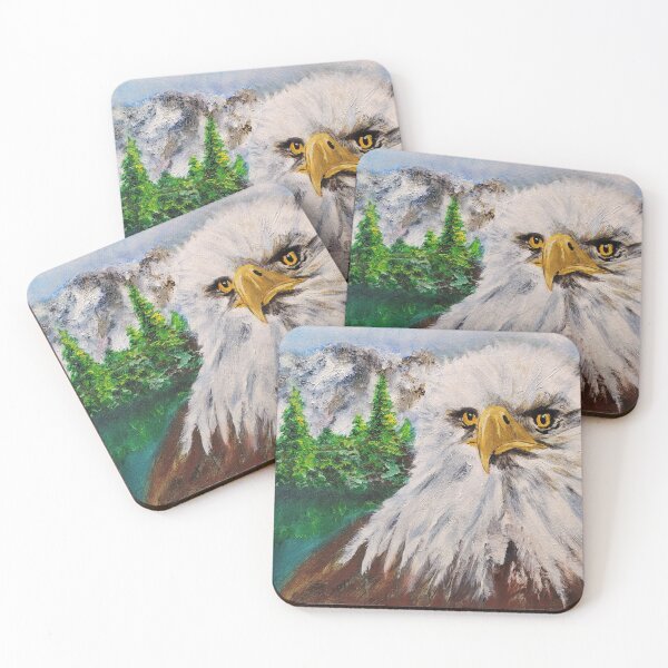 Item preview, Focused eagle in front of mountains designed and sold by JackieMeierArt.