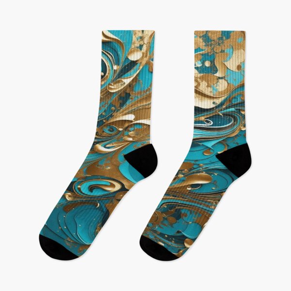 Item preview, Abstract Turquoise and Gold Swirls   designed and sold by BirdsnStuff.