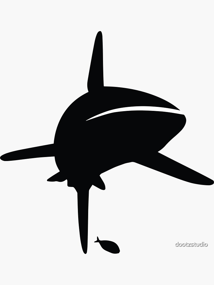 Thumbnail 3 of 3, Sticker, Shark with pilot fish in black designed and sold by dootzstudio.