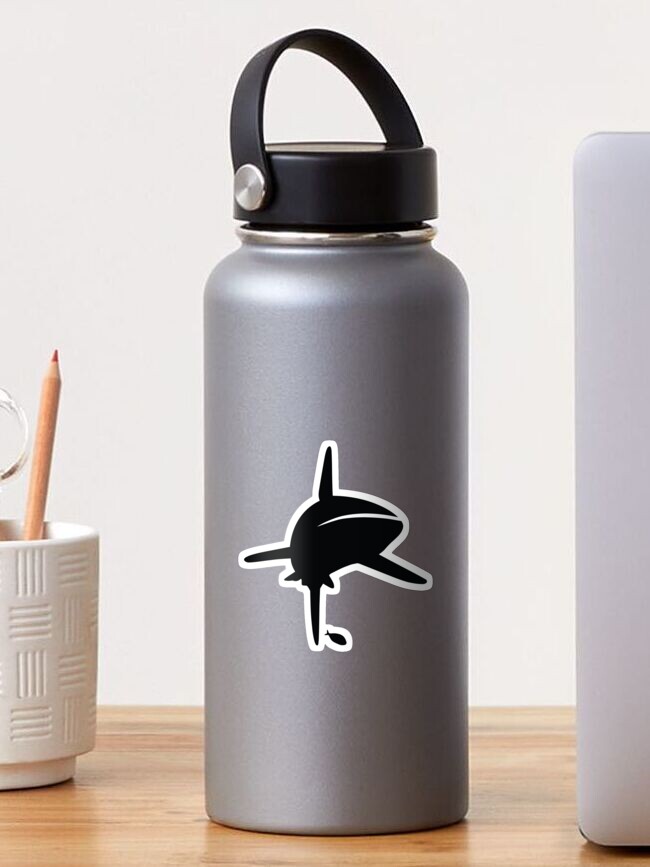 Thumbnail 1 of 3, Sticker, Shark with pilot fish in black designed and sold by dootzstudio.