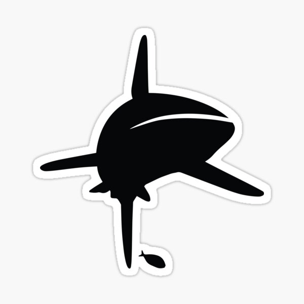 Shark with pilot fish in black Sticker