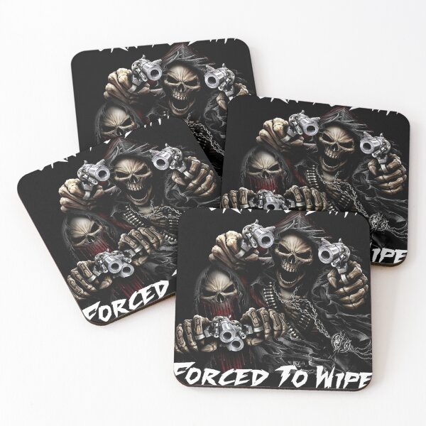 Item preview, Born To Shit Forced To Wipe 2 Funny Skull Badass Skeleton with Guns Meme designed and sold by KelvinWelch.