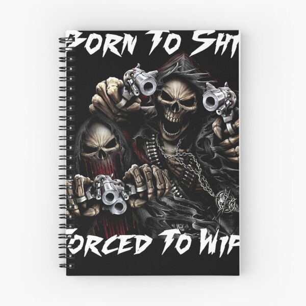 Item preview, Born To Shit Forced To Wipe 2 Funny Skull Badass Skeleton with Guns Meme designed and sold by KelvinWelch.