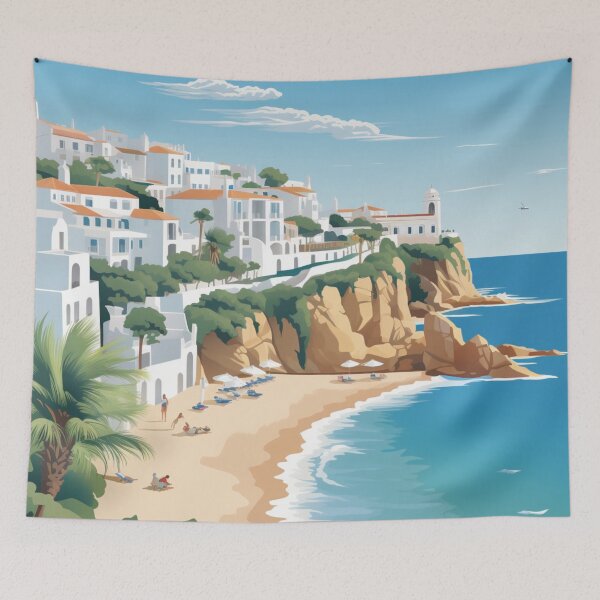Item preview, A Vintage Travel Illustration of Albufeira - Portugal  designed and sold by GoodOldVintage.