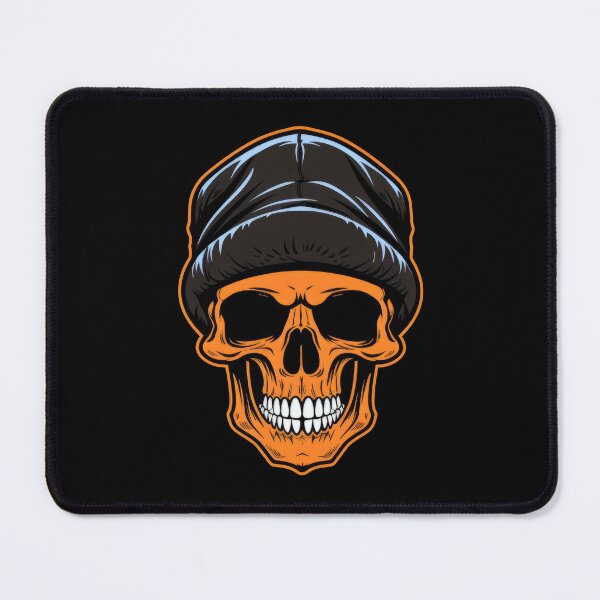 Artikelvorschau, Orangefarbener Totenkopf mit Mütze entworfen und verkauft von Merchgard.