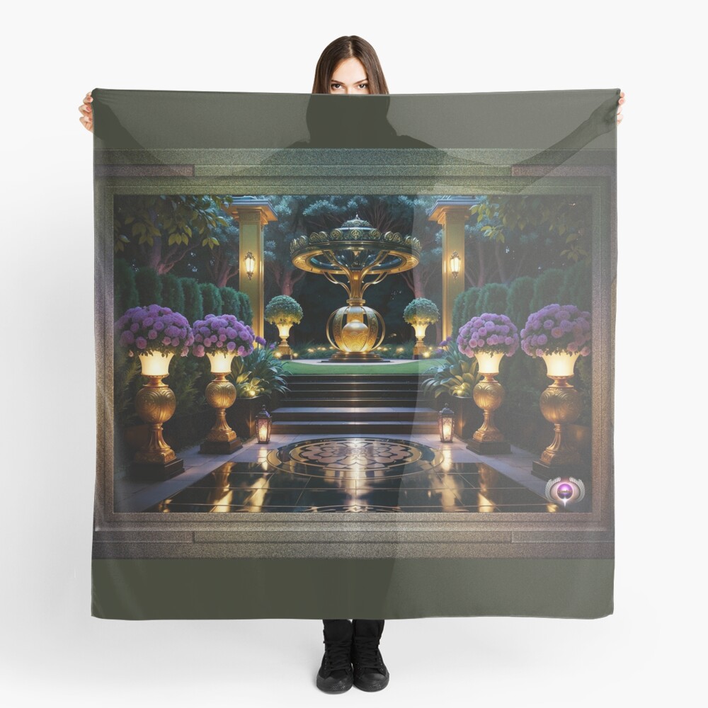The Pearl Of Light In The Golden Garden AI Concept Art by Xzendor7 - An Exquisite Landscape 4 The Pearl Of Light In The Golden Garden Mythological Fantasy AI Concept Art Portrait by Xzendor7 Decorative Ladies Scarf