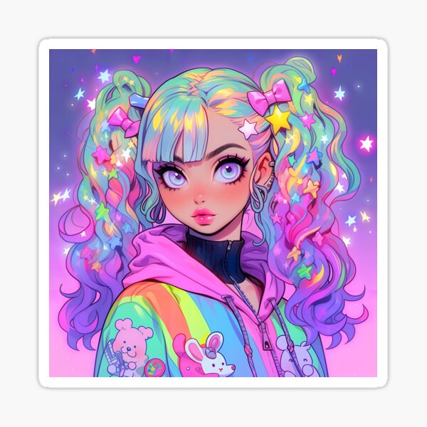 Cute Purple Pastel Long Braided Hair Anime Girl Sticker for Sale by  bubblegoth