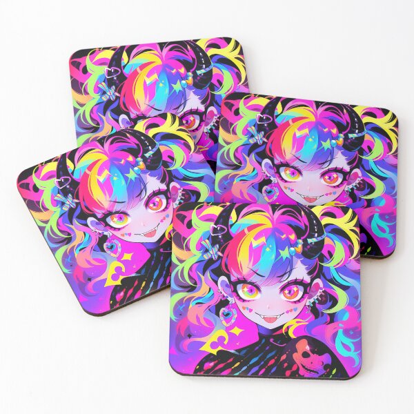 Item preview, Bright Neon Horned Demon Anime Girl designed and sold by bubblegoth.