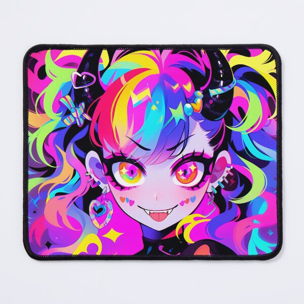 Item preview, Bright Neon Horned Demon Anime Girl designed and sold by bubblegoth.