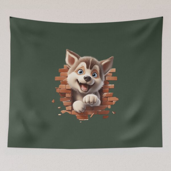 Item preview, Raza de perro husky siberiano saliendo de la pared #8 designed and sold by DogDigiArt.