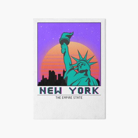 Artikel-Vorschau von Retrowave Freiheitsstatue in New York City – schwarze Buchstaben, designt und verkauft von Marciolini.