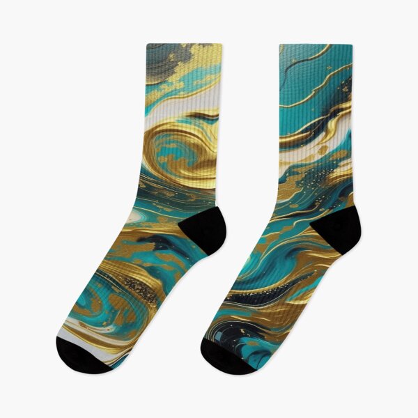 Item preview, Abstract Turquoise and Gold Swirls   designed and sold by BirdsnStuff.