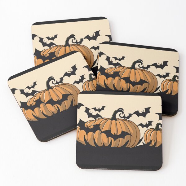 Item preview, Halloween Jack O Lantern Flying Bats Illustration designed and sold by CoffeeIsATrip.